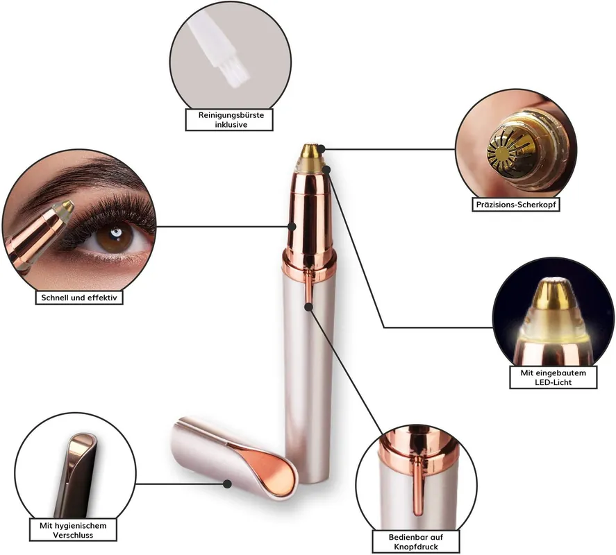 Augenbrauen Trimmer perfect mit LED Licht Gratis Versand