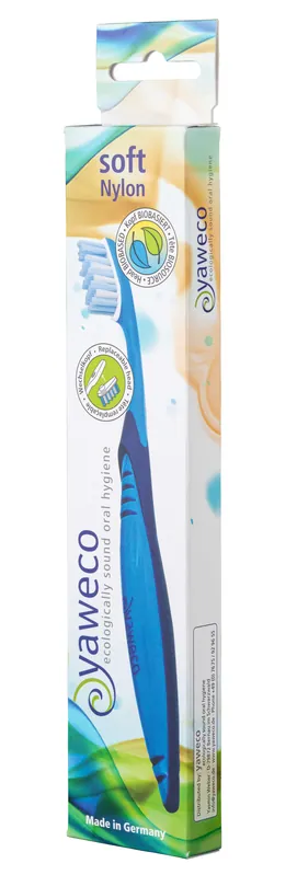 yaweco Wechselkopf-Zahnbürste I Soft, mit integriertem Zungenreiniger, mit biobasierten Materialien Expressversand