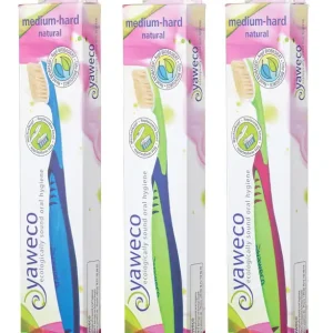 Nur Für Kurze Zeit yaweco Wechselkopf-Zahnbürste I mit Naturborsten Medium/Hard, mit integriertem Zungenreiniger, mit b