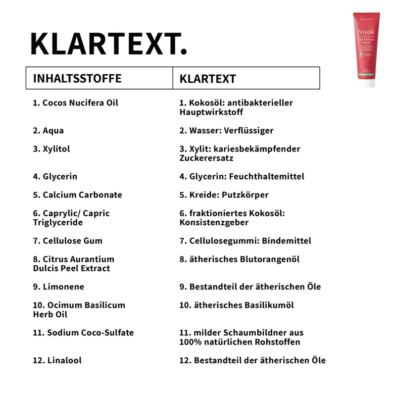 Versand Am Gleichen Tag NIYOK - Zahncreme aus Bio-Kokosöl: Blutorange & Basilikum 75 ml