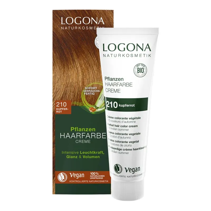 Pflanzen Haarfarbe Creme - 210 Kupfer-Rot 150ml Versand Am Gleichen Tag