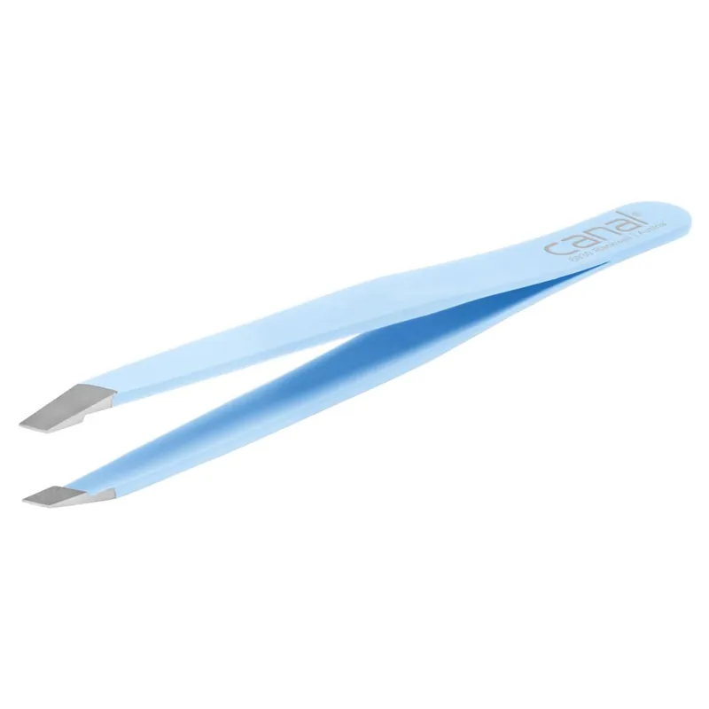 Canal Pinzetten Haarpinzette schr\\u00e4g rostfrei - Hellblau Highlight