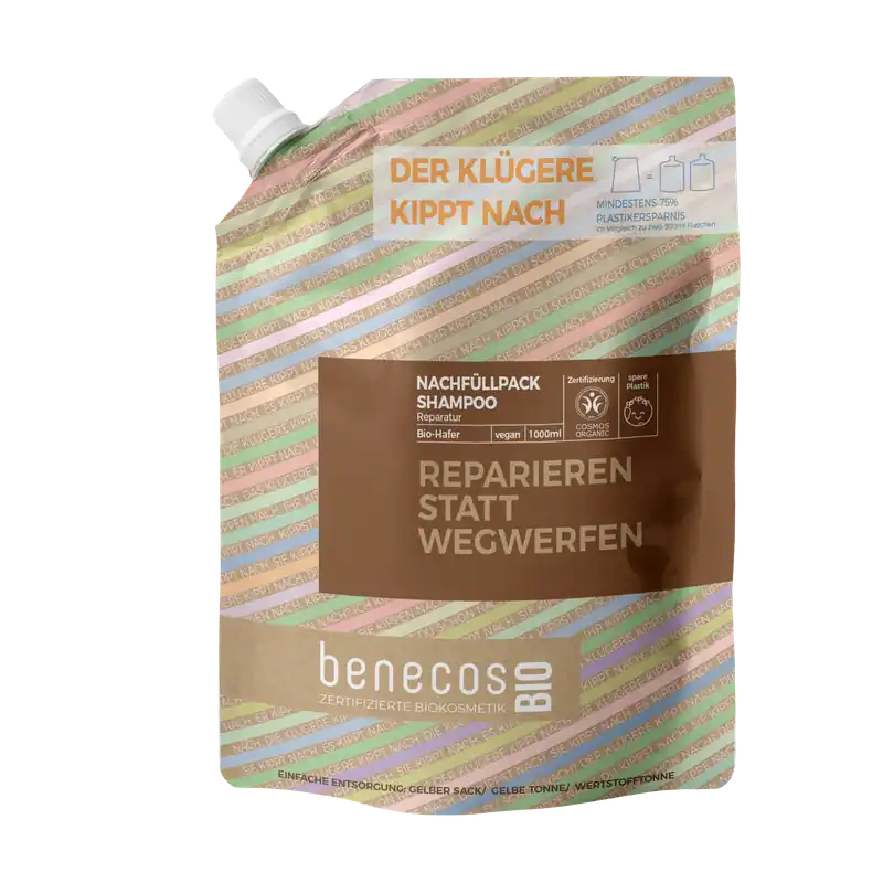 Neu Im Sortiment benecosBIO Nachfüllbeutel Shampoo Reparatur BIO-Hafer 1000 ml