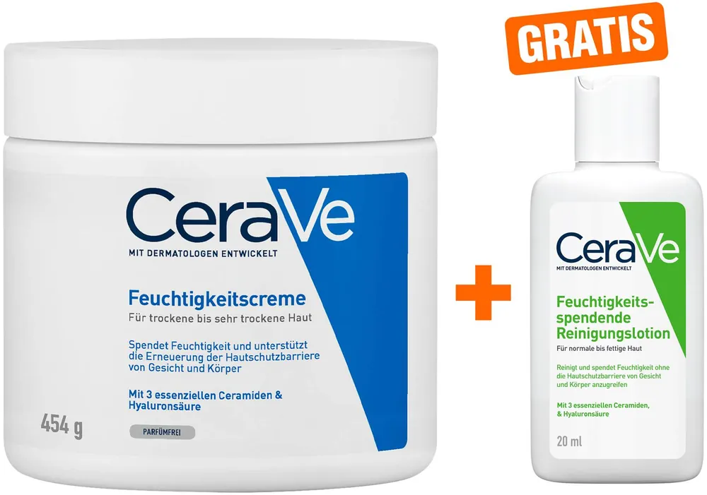 CeraVe Feuchtigkeitscreme 454 g + gratis Reinigungslotion 20 ml Schneller Versand