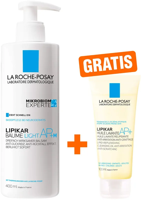 Sofort Bestellen La Roche Posay Lipikar Baume light AP + M 400 ml Lotion + gratis La Roche Posay Lipikar Dusch-und Badeöl AP+ 100 ml