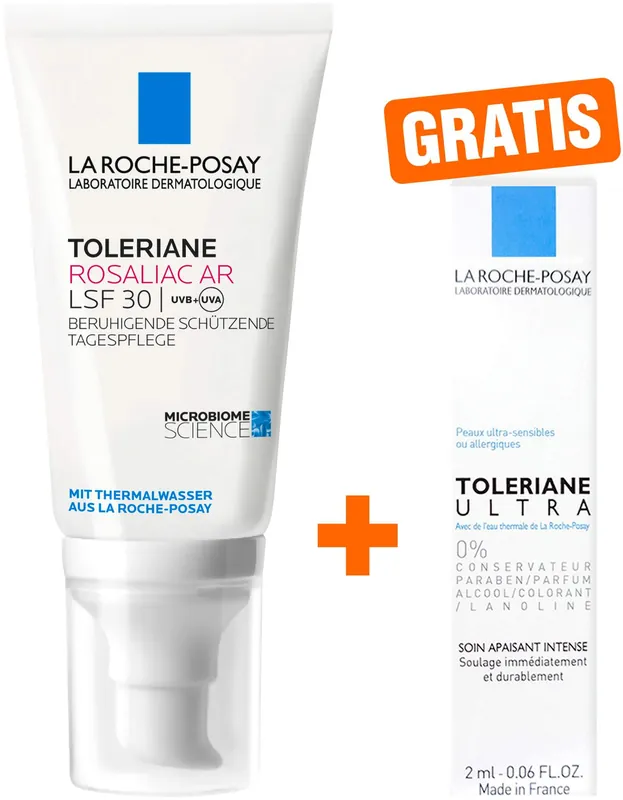 Kostenloser Rückversand La Roche Posay Toleriane Rosaliac AR LSF 30 50 ml Creme + gratis Roche Posay Toleriane Dermallergo Augencreme 2 ml