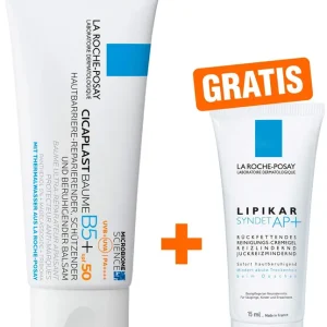 Bestpreis La Roche Posay Cicaplast Baume B5+ SPF 50+ 40 ml Balsam + gratis Lipikar Syndet AP+ 15 ml