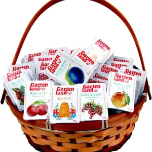 Frühstückskörbchen gefüllt mit Honig und Konfitüre, 20-teilig Sichere Zahlung