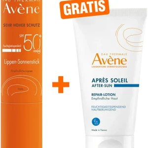 Highlight Avene SunSitive Lippen Sonnenstick SPF 50+ 3g + gratis Avene Repair - Lotion nach der Sonne 50 ml
