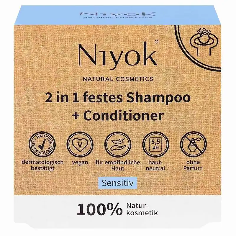 Sonderangebot Niyok 2 in 1 festes Shampoo & Conditioner Sensitiv 80 g