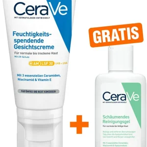 CeraVe Feuchtigkeitsspendende Gesichtscreme LSF 30 52 ml + gratis Schäumendes Reinigungsgel 20 ml Kostenloser Versand