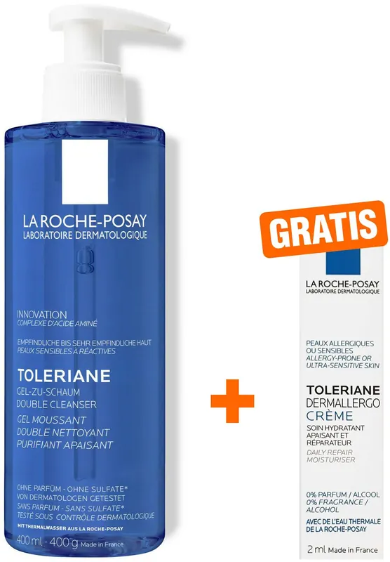 Preiswert La Roche Posay Toleriane Double Cleanser 400 ml + gratis Toleriane Dermallergo Creme 2 ml