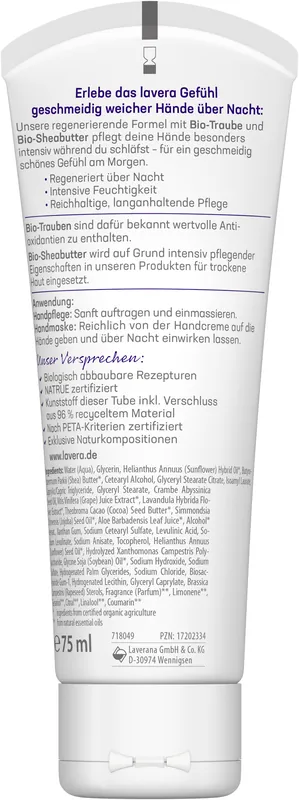 lavera Gute Nacht 2in1 Handcreme & Handmaske 75 ml Kostenloser Rückversand