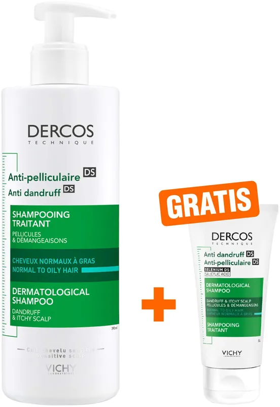 Versand Am Gleichen Tag Vichy Dercos Anti Schuppen Shampoo fettige Kopfhaut 390 ml + gratis 50 ml