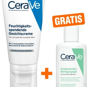 Günstig CeraVe Feuchtigkeitsspendende Gesichtscreme 52 ml + gratis Schäumendes Reinigungsgel 20 ml