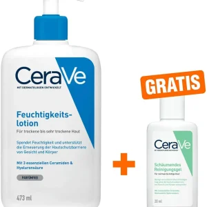 Schnäppchen CeraVe Feuchtigkeitslotion 473 ml + gratis schäumendes Reinigungsgel 20 ml