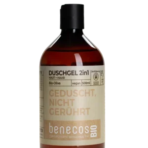 Super-Preis benecos BIO Duschgel 2in1 BIO-Olive Haut & Haar - GEDUSCHT, NICHT GERÜHRT 0,5 l