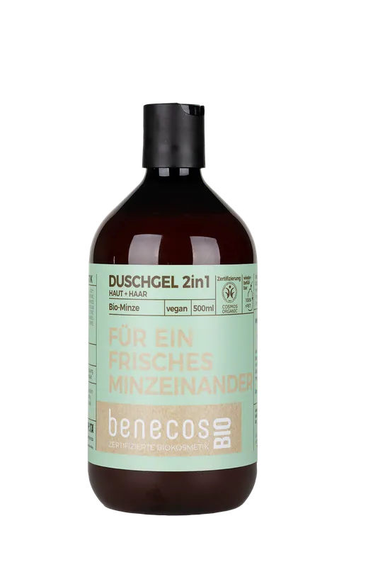benecos BIO Duschgel 2in1 BIO-Minze Haut & Haar - FÜR EIN FRISCHES MINZEINANDER 0,5 l Neue Ware