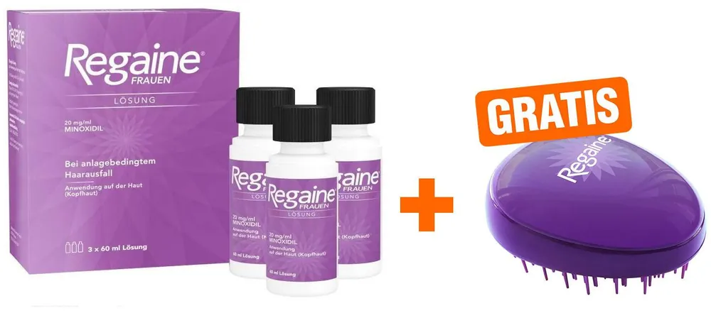 Regaine Frauen - 3 x 60 ml Lösung + gratis Haarbürste Beliebt