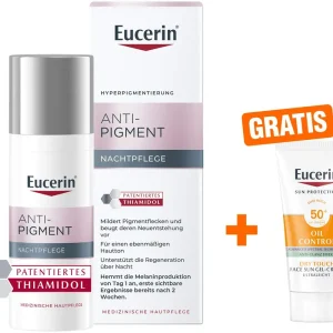 Billig Eucerin Anti-Pigment Nachtpflege 50 ml Creme + gratis Sun Gel-Creme Oil Control 20 ml