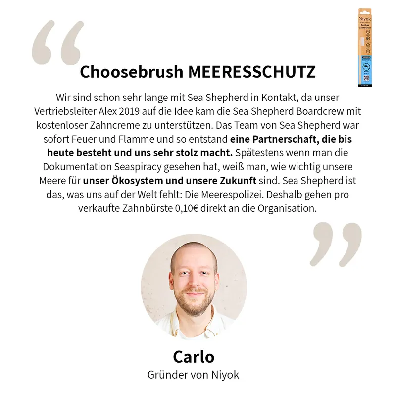 Niyok Choosebrush - Bambus Zahnbürste mit Spende: Meeresschutz 1 Stück Preisknaller