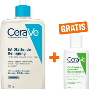 Billig CeraVe SA Glättende Reinigung 473 ml + gratis Feuchtigkeitsspendende Reinigungslotion 20 ml