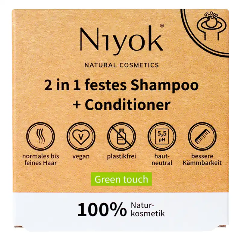 Direktkauf Niyok 2 in 1 festes Shampoo & Conditioner Green Touch 80 g