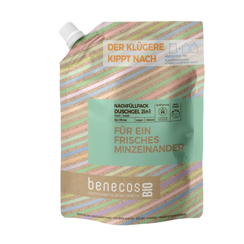 Neu benecos BIO Nachfüllbeutel 1000 ml Duschgel 2in1 BI