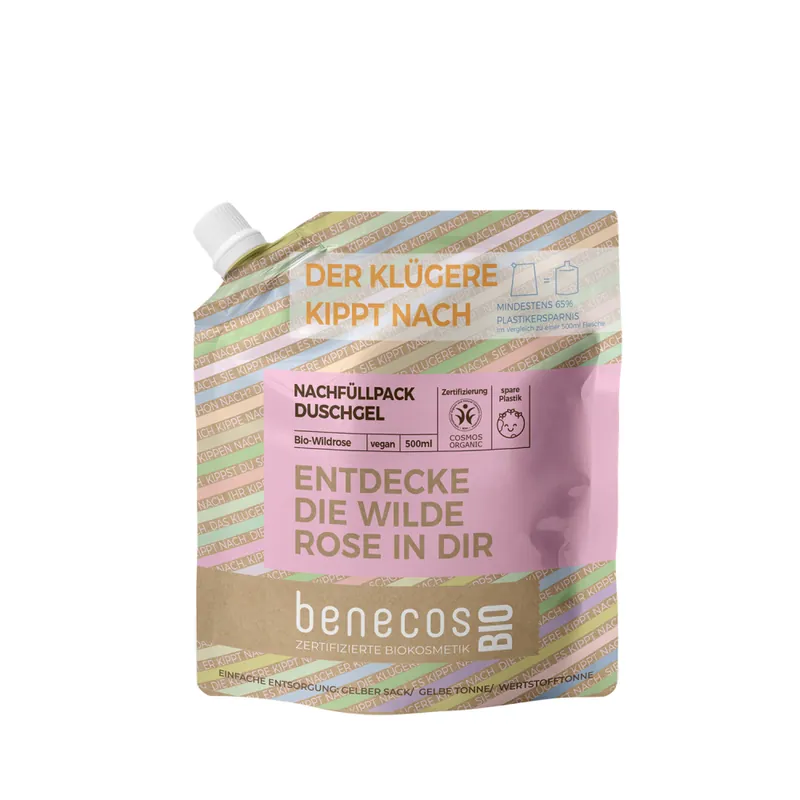 benecos BIO Nachfüllbeutel 500ml Duschgel BIO-Wildr Neu