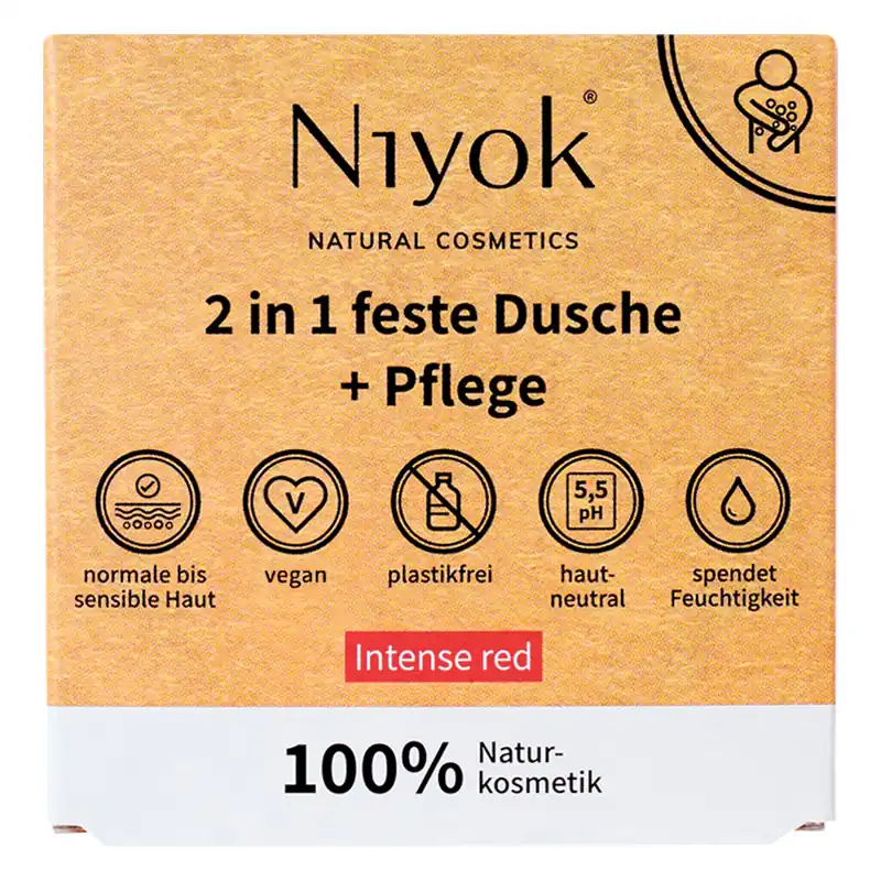 NIYOK - 2 in 1 feste Dusche & Pflege Intense Red 80 g Finale Aktion