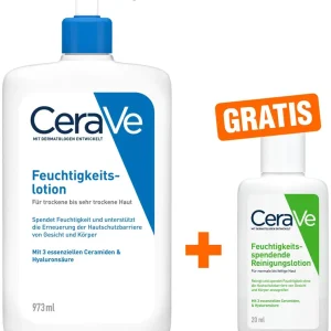 CeraVe Feuchtigkeitslotion 973 ml + gratis feuchtigkeitsspendende Reinigungslotion 20 ml Direkt Vom Hersteller