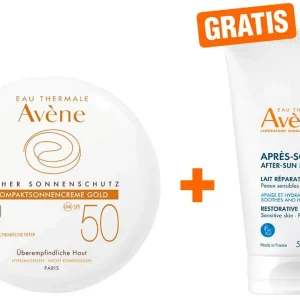 Avene Kompaktsonnencreme SPF 50 Gold 10 g Creme + gratis Repair - Lotion nach der Sonne 50 ml Knallerangebot