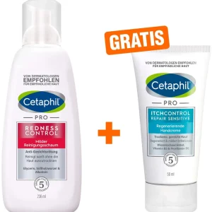 Cetaphil RednessControl milder Reinigungsschaum 236 ml + gratis Cetaphil Repair regenerierende Handcreme 50 ml Versand Am Gleichen Tag