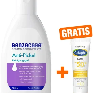 Benzacare Anti-Pickel Reinigungsgel 120 ml + gratis Cetaphil Sun Daylong SPF 50+ liposomale Lotion 10 ml Bestpreis