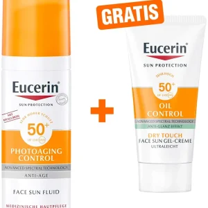 Saisonangebot Eucerin Sun Fluid PhotoAging LSF 50 50 ml + gratis Sun Gel-Creme Oil Control 20 ml