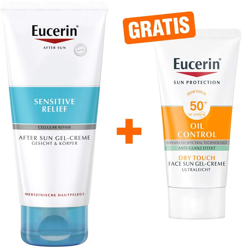 Eucerin Sun Sensitive Relief After Sun 200 ml Gel-Creme + gratis Sun Gel-Creme Oil Control 20 ml Markenprodukt
