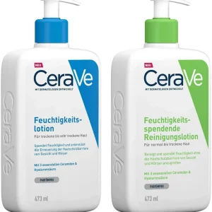 Jetzt Kaufen CeraVe Feuchtigkeitslotion 473 ml + Feuchtigkeitsspendende Reinigungslotion 473 ml