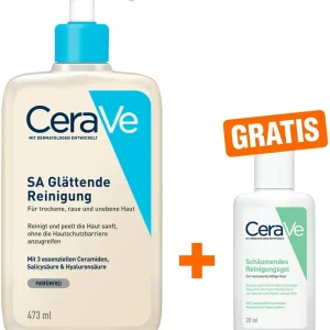 CeraVe SA Glättende Reinigung 473 ml + gratis Schäumendes Reinigungsgel 20 ml Ausverkauf