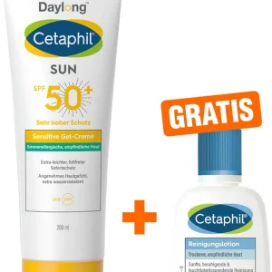 Cetaphil Sun Daylong SPF 50+ sensitives Gel 200 ml + gratis Cetaphil Reinigungslotion 29 ml Preisreduziert