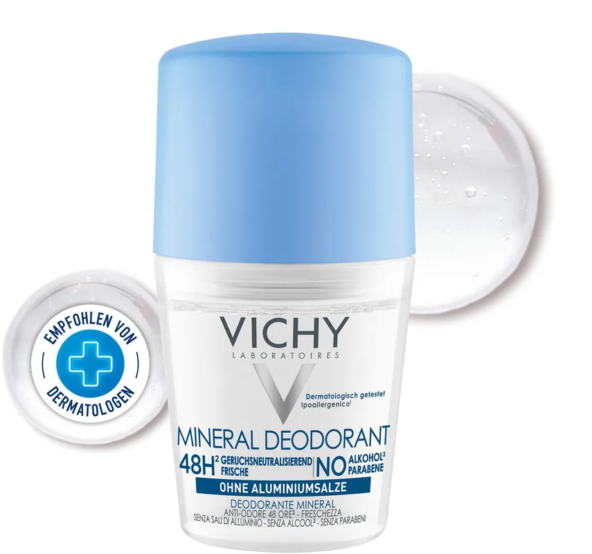 Wochenendangebot Vichy Deo Roll On Mineral 48h ohne Aluminium und Alkohol 50 ml Creme