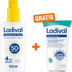 Markenware Ladival allergische Haut Sonnenschutz-Spray LSF 50+ 150 ml + gratis allergische Haut Apres Pflege Gel 50 ml