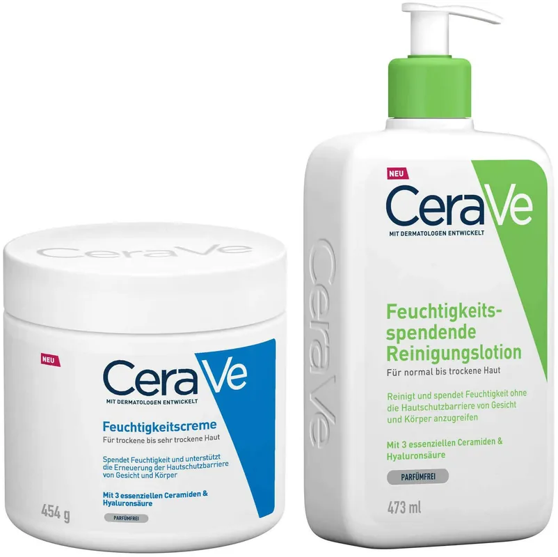 Top-Preis CeraVe Feuchtigkeitscreme 454 g + Feuchtigkeitsspendende Reinigunglsotion 473 ml