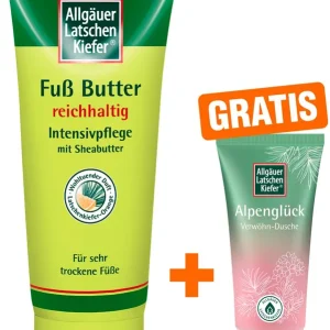 Zertifiziert Allgäuer Latschenkiefer Fußbutter 100 ml + gratis Allgäuer Latschenkiefer Alpenglück Dusche 30 ml