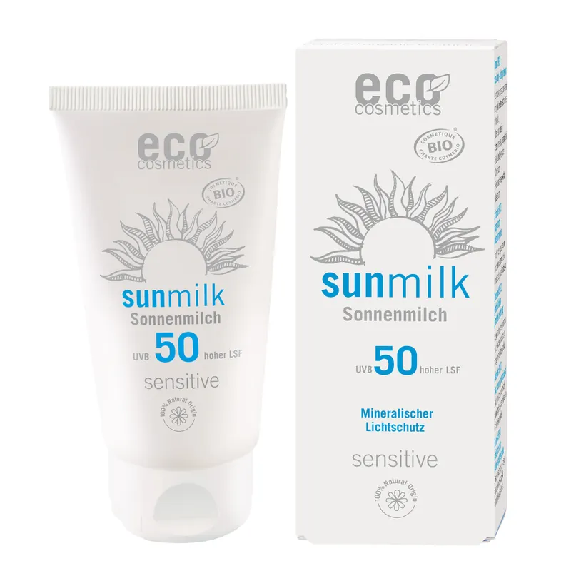 Sonderangebot eco cosmetics Sonnenmilch LSF 50 mit Himbeere und Granatapfel
