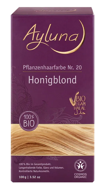 Kostenloser Rückversand Ayluna Pflanzenhaarfarbe Nr. 20 Honigblond 100 g