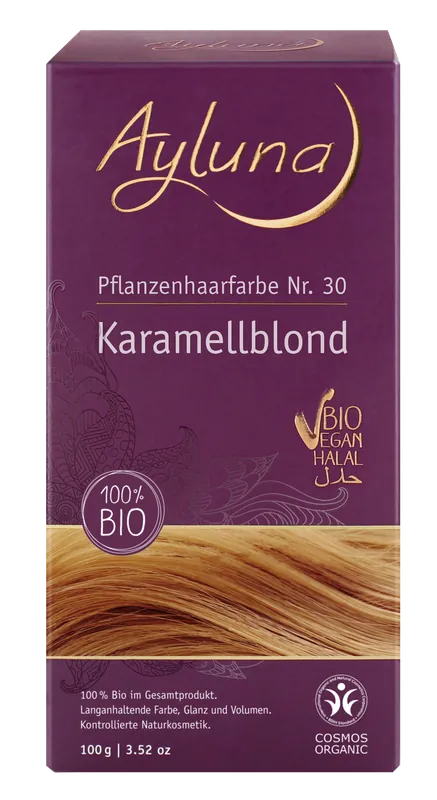Sofort Bestellen Ayluna Pflanzenhaarfarbe Nr. 30 Karamellblond 100 g