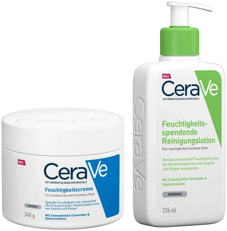 Sofort Bestellen CeraVe Feuchtigkeitscreme 340 g + Feuchtigkeitsspendende Reinigungslotion 236 ml