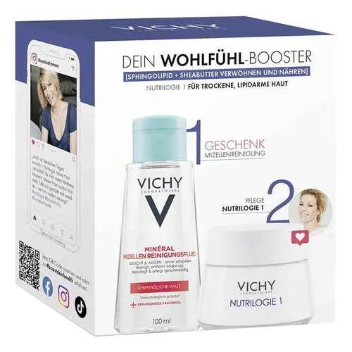 Solange Der Vorrat Reicht Vichy Nutrilogie 1 Creme für trockene Haut + PT Mizelle Coffret, 1 P