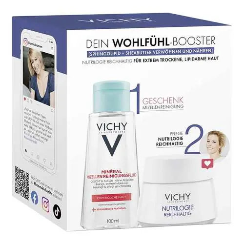 Vichy Nutrilogie reichhhaltig für extrem trockene Haut + PT Mizelle Coffret, 1 P Geprüft