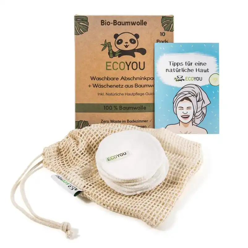 Abverkauf Waschbare Abschminkpads 10 Stück + Wäschenetz - weiß